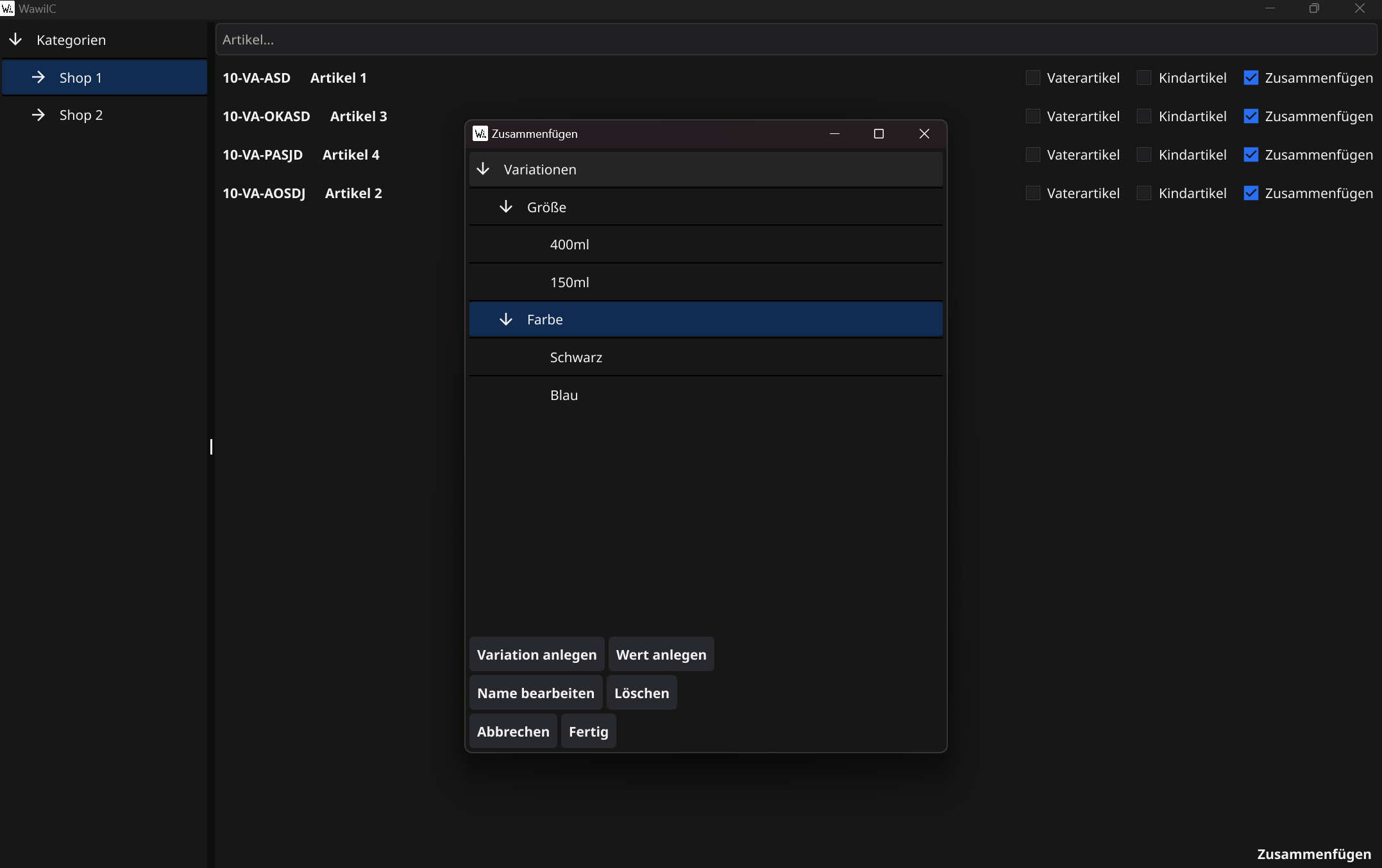 WawiIC Combine Window